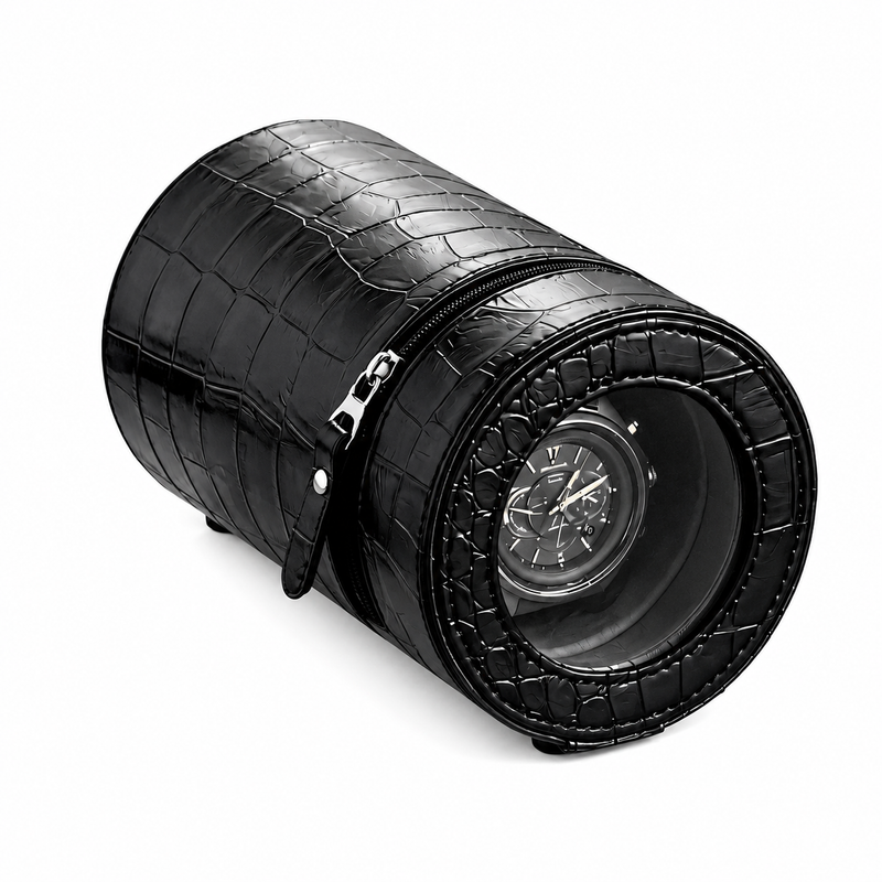 Portable travel watch winder on white background, Windury collection