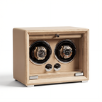 Double Watch Winder, Cream Leather
