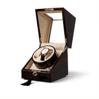 Double Watch Winder, Wood and Glass