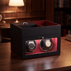 Double Watch Winder with Jewelry Box, Red