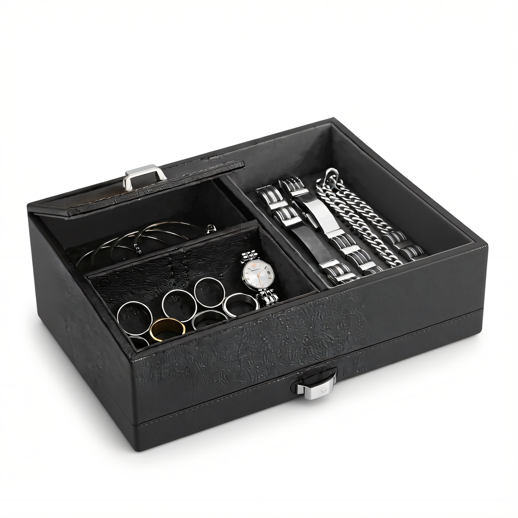 Double Watch Winder with Jewelry Box, Blue