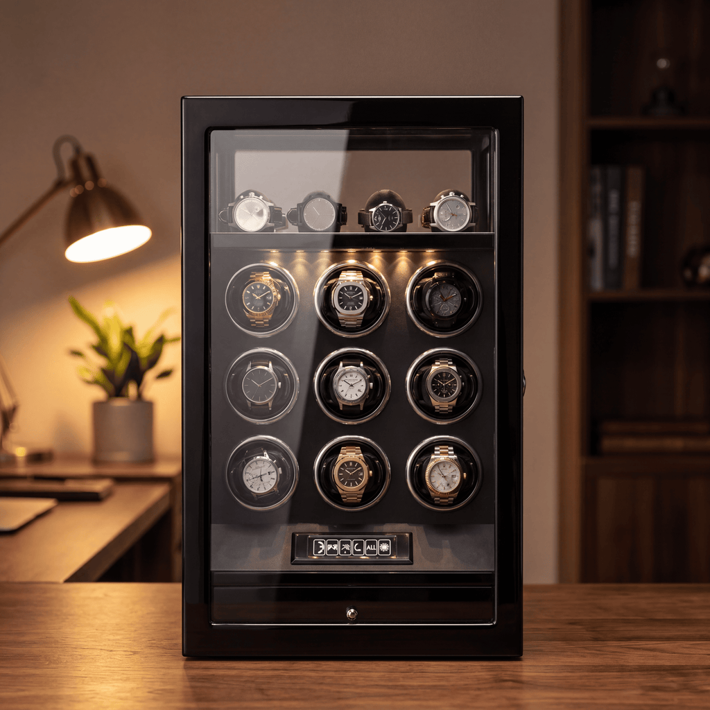 9 Watch Winder Cabinet with Fingerprint Lock