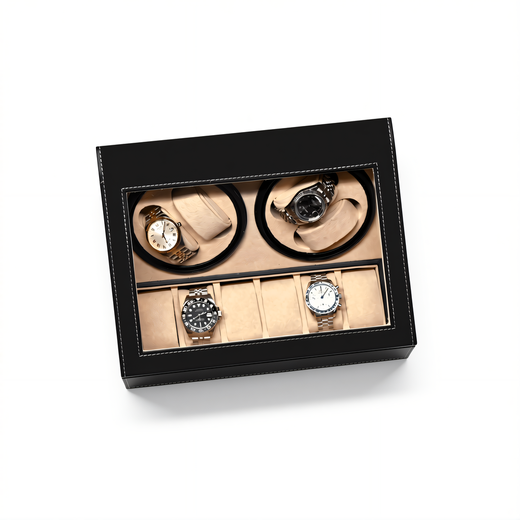 Quad Watch Winder with Storage for 10 Watches