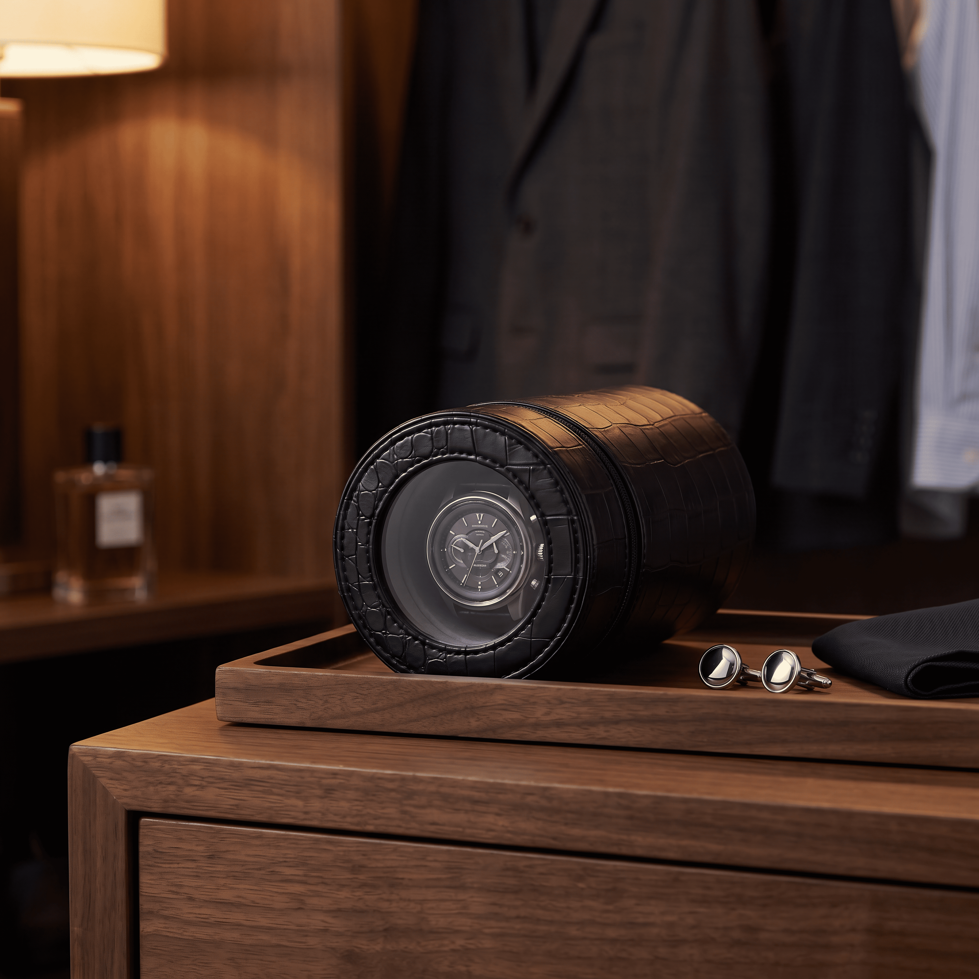 Portable Travel Watch Winder, Leather
