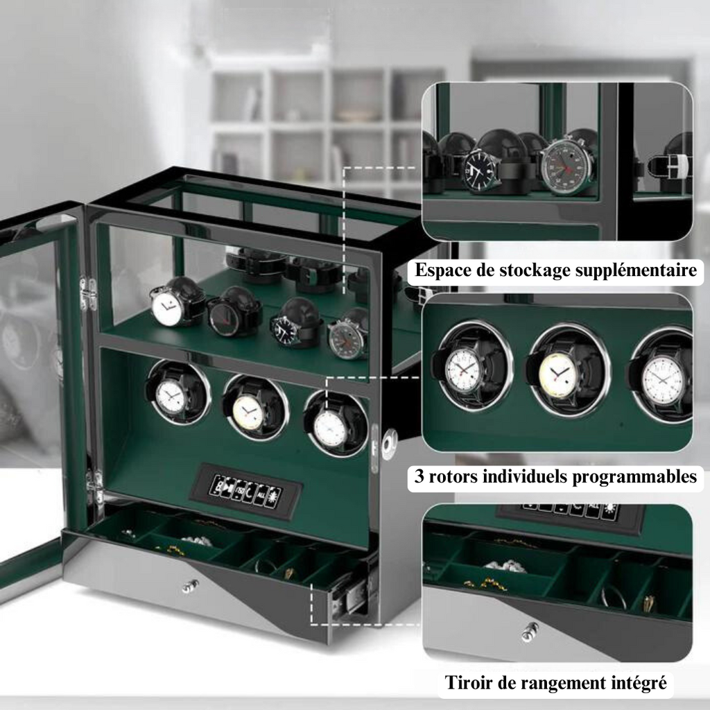 Triple Watch Winder with Fingerprint Lock