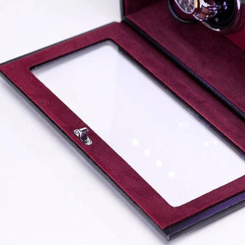 Double Watch Winder with Jewelry Box, Red