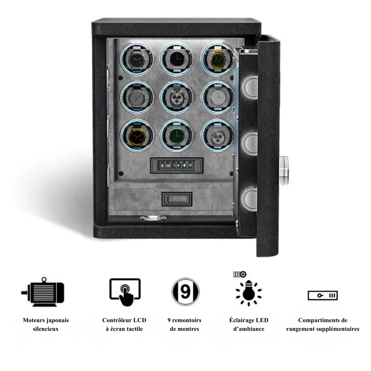 Watch Winder Safe for 9 Watches