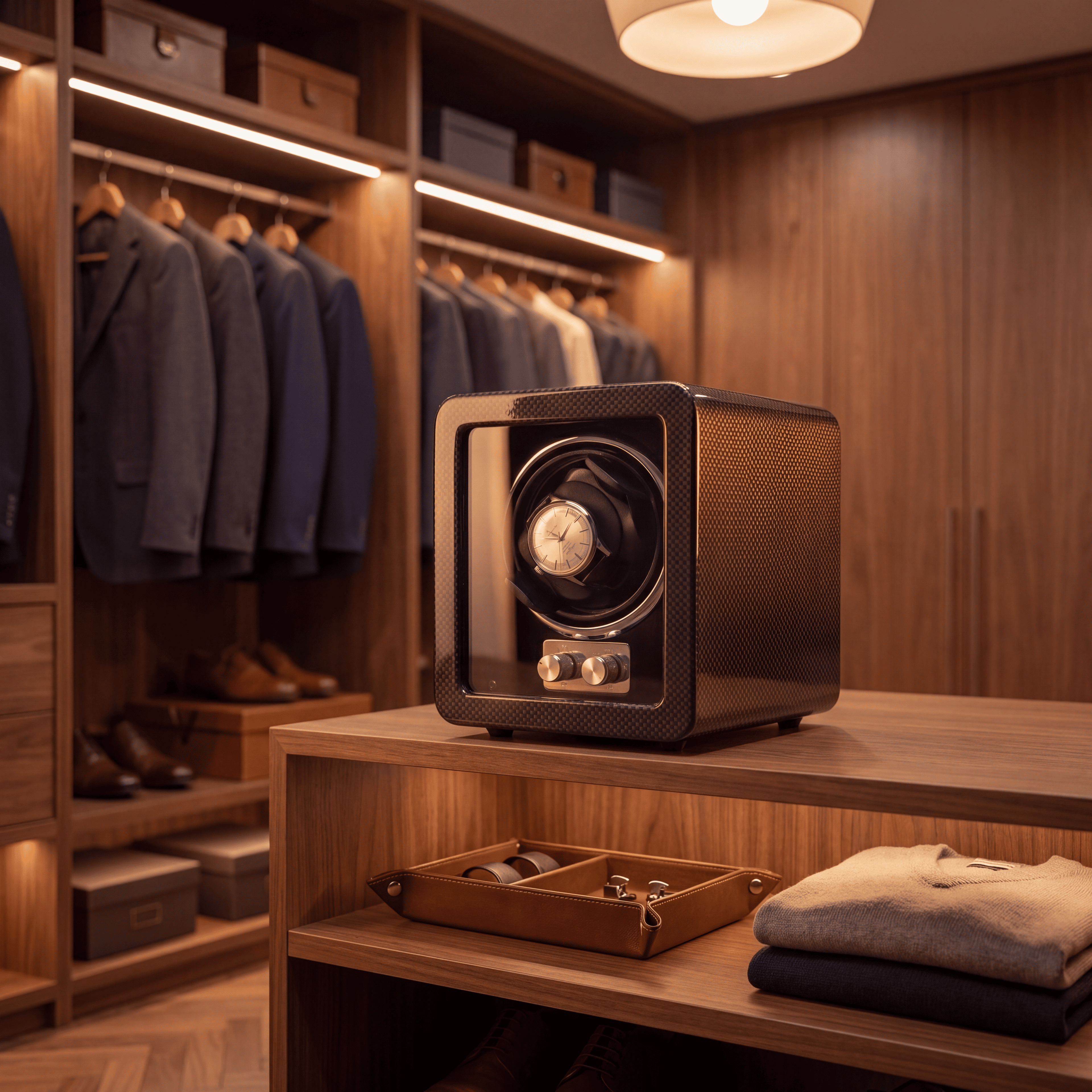 Single Watch Winder Tower with LED
