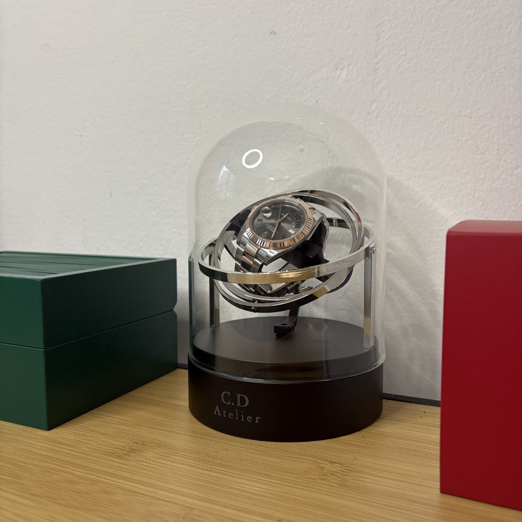 Gyroscopic Orbit Watch Winder, Silver