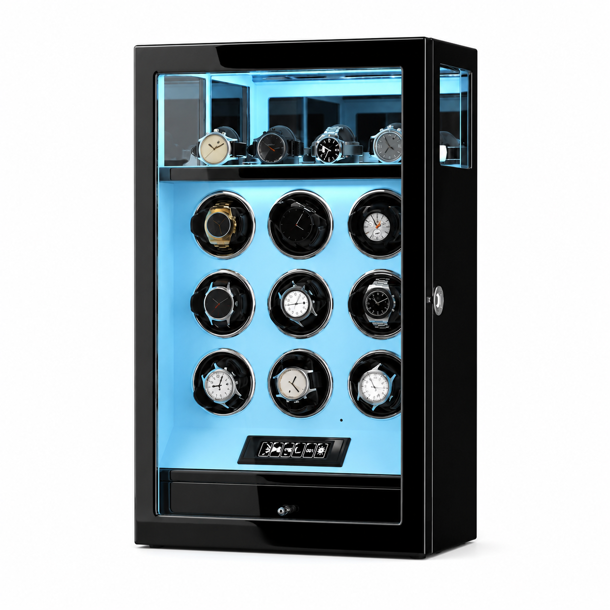 Leather Watch Winder for 9 Watches