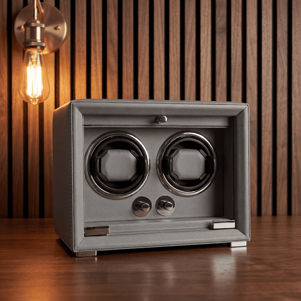 Double Watch Winder, Black Leather