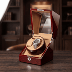 Double Watch Winder, Wood and Glass