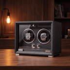 Double Watch Winder, Cream Leather