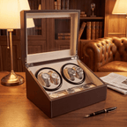 Quad Watch Winder with Storage for 10 Watches