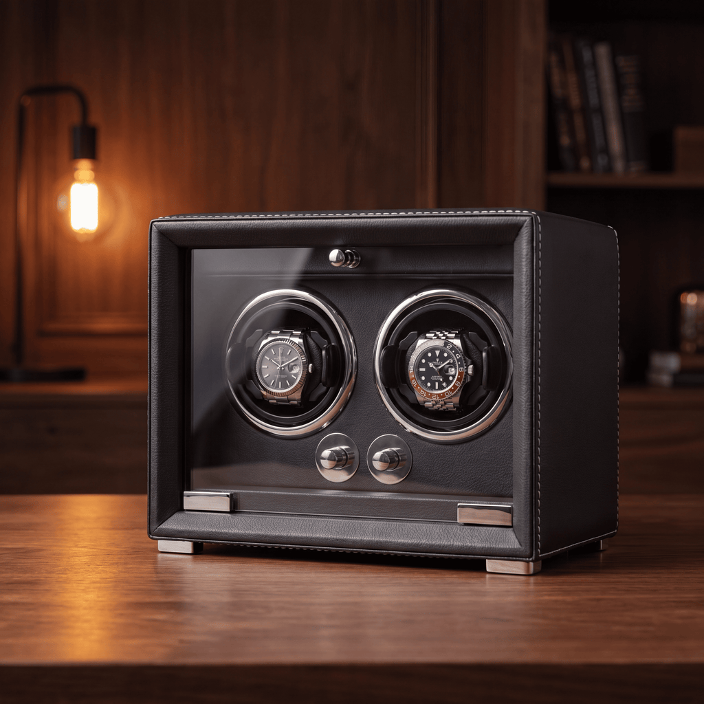 Double Watch Winder, Anthracite Leather