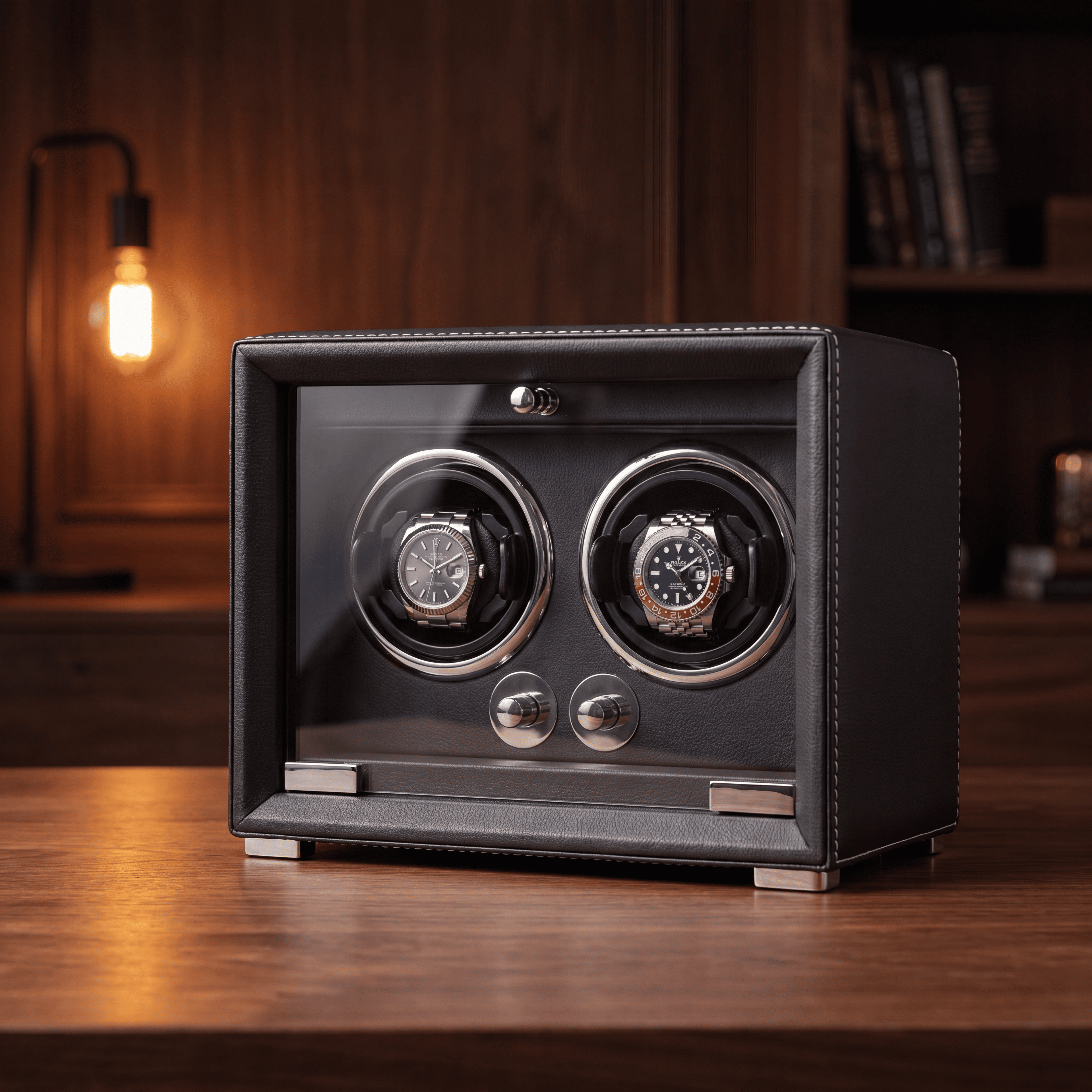Double Watch Winder, Anthracite Leather