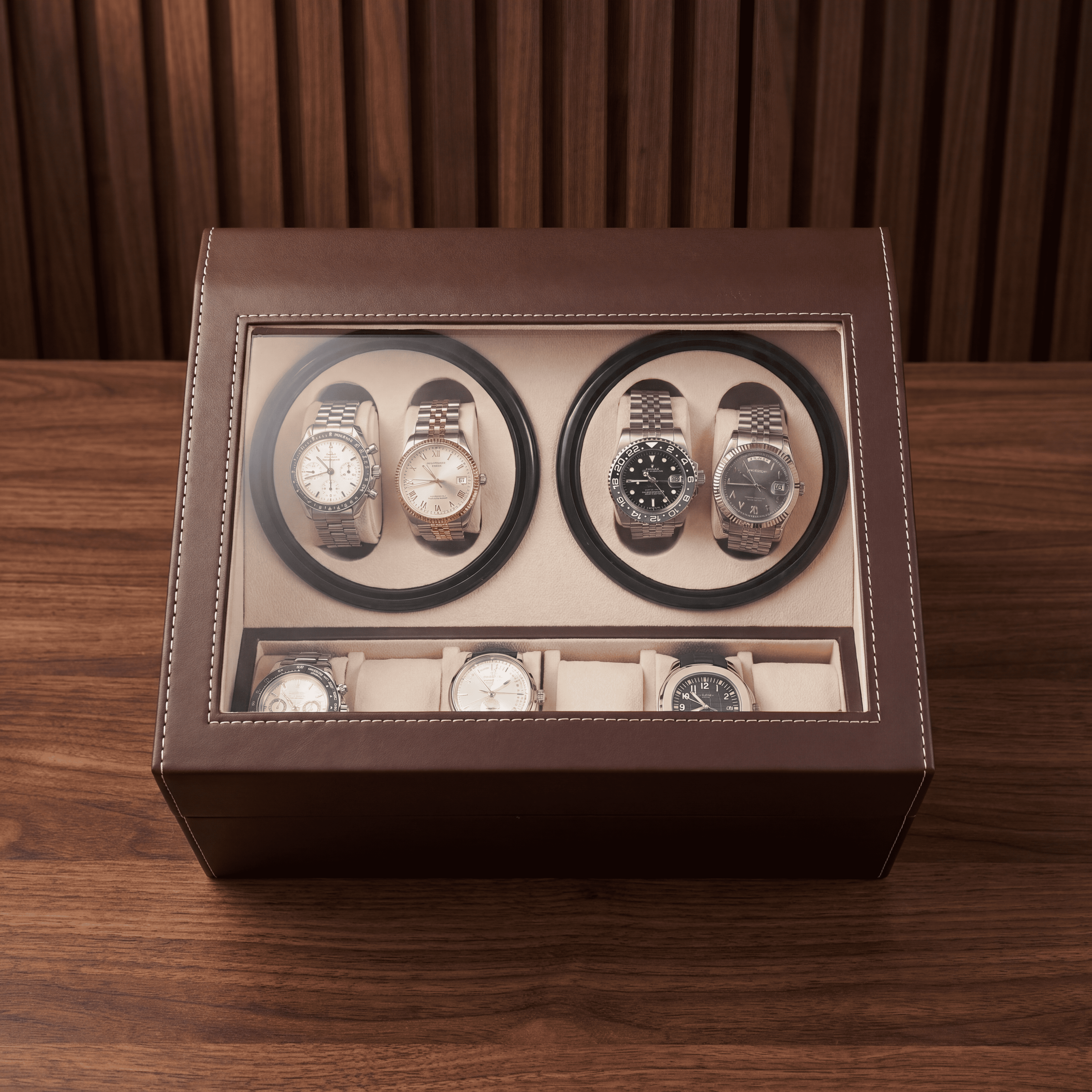 Quad Watch Winder with Storage for 10 Watches