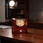 Double Watch Winder, Wood and Glass