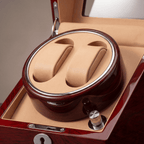 Double Watch Winder, Wood and Glass