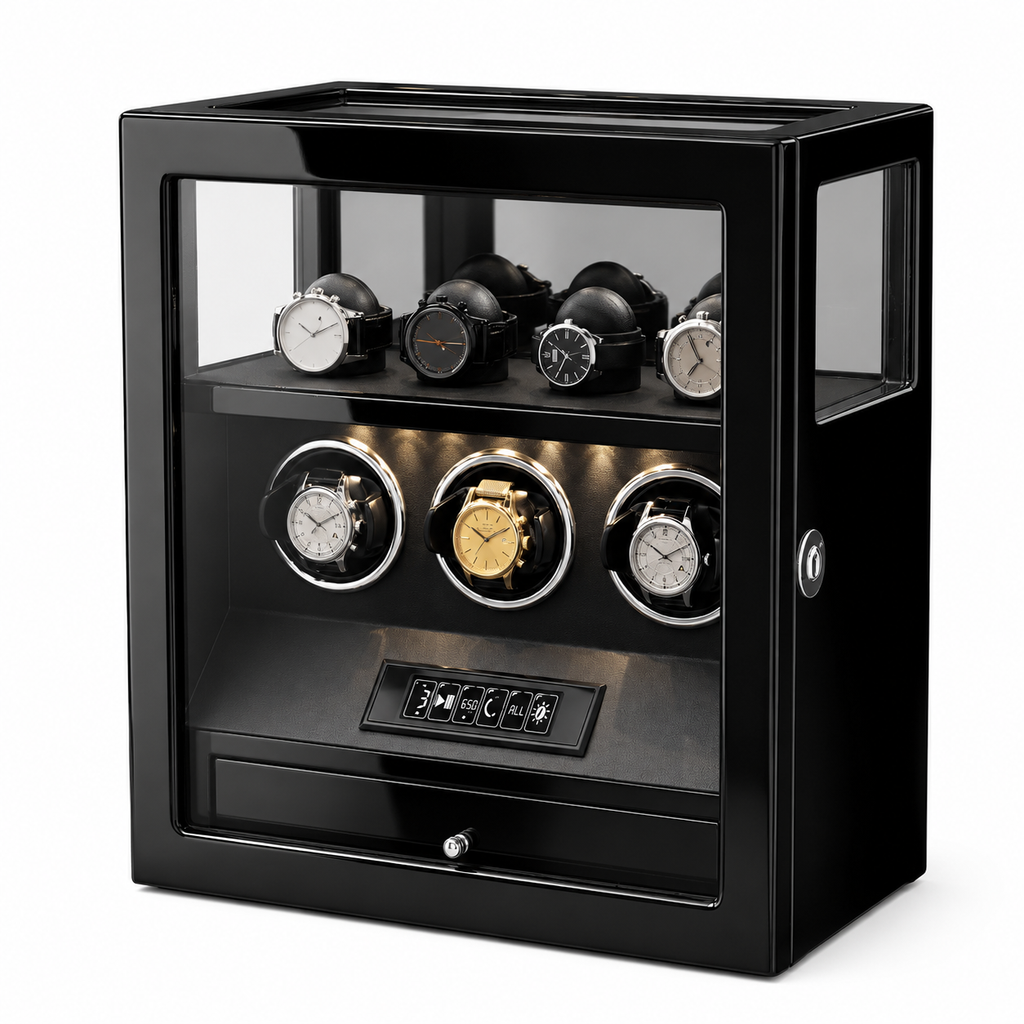 3 Watch Winder Box, Piano Black
