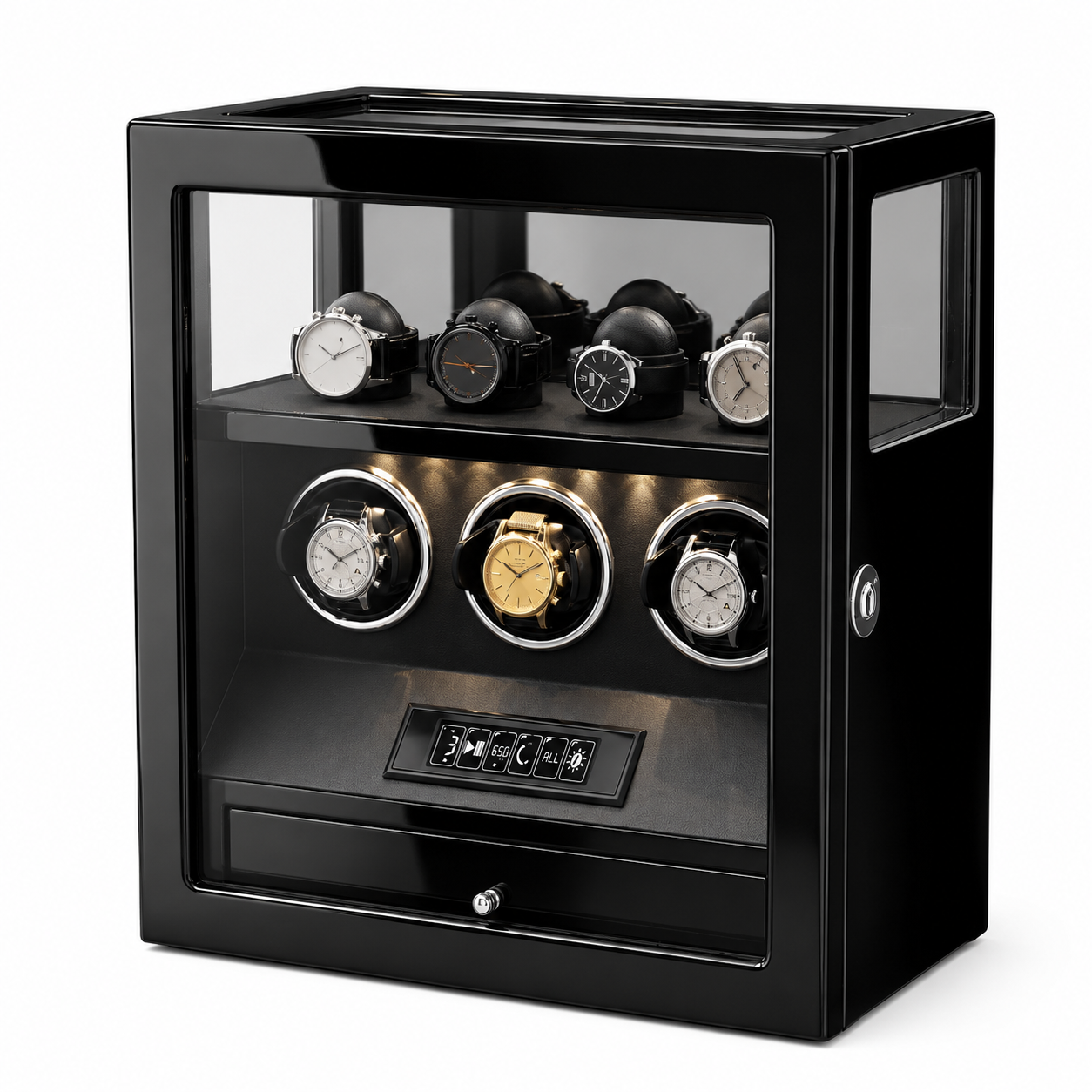 3 Watch Winder Box, Piano Black
