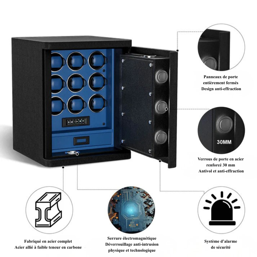 Watch Winder Safe for 9 Watches