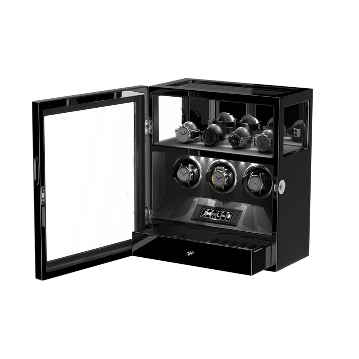 3 Watch Winder Box, Piano Black, view 12