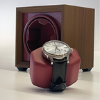 Walnut Single Watch Winder, Bordeaux Interior, view 6