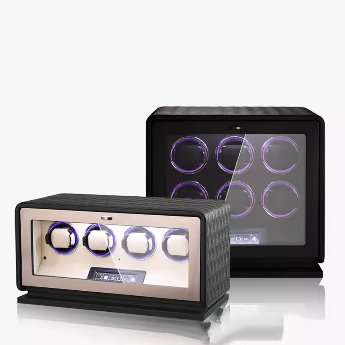 Green Leather Watch Winder for 4 Watches, view 6