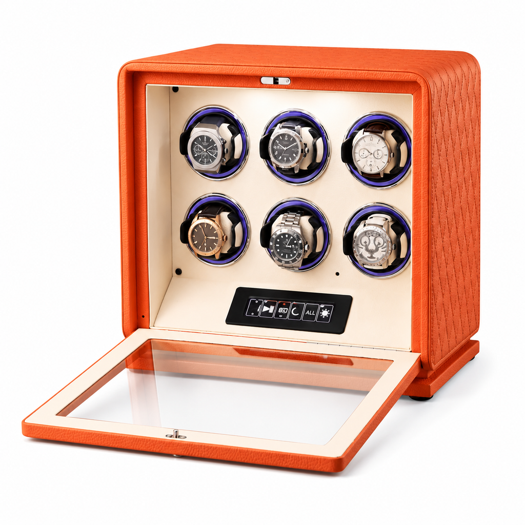 Leather Watch Winder for 6 Watches