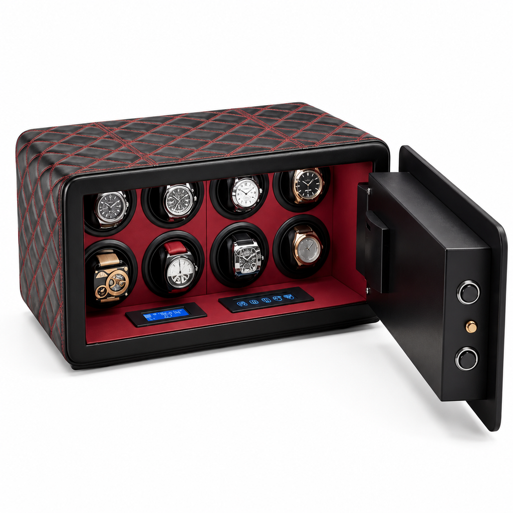 Watch Winder Safe for 8 Watches, Steel