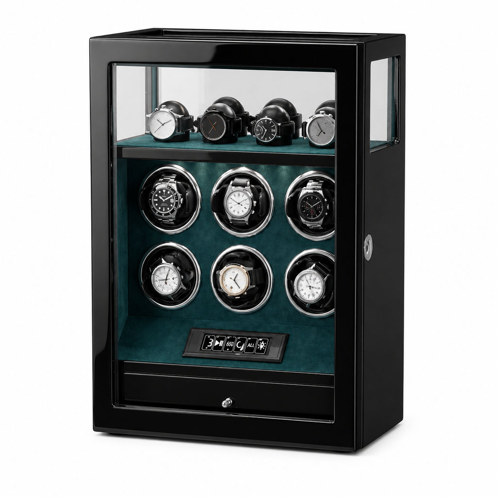 6 Watch Winder with Fingerprint Lock, Green
