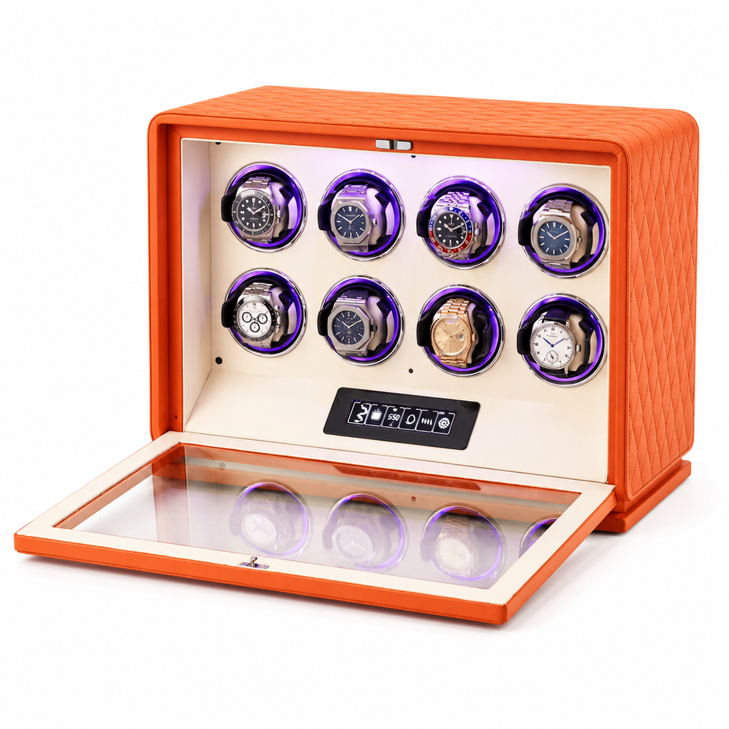Leather Watch Winder for 8 Watches