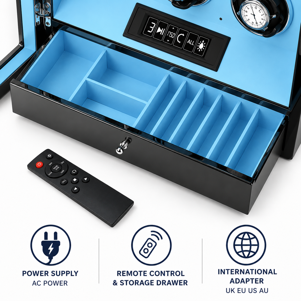 Leather Triple Watch Winder with Fingerprint Lock