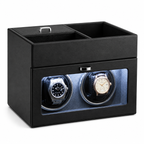 Double Watch Winder with Jewelry Box, Blue