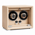 Double Watch Winder, Cream Leather