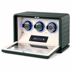 Green Leather Watch Winder for 3 Watches