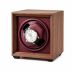Walnut Single Watch Winder, Bordeaux Interior