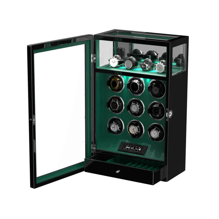 Watch Winder Safe for 9 Watches, Green, view 11