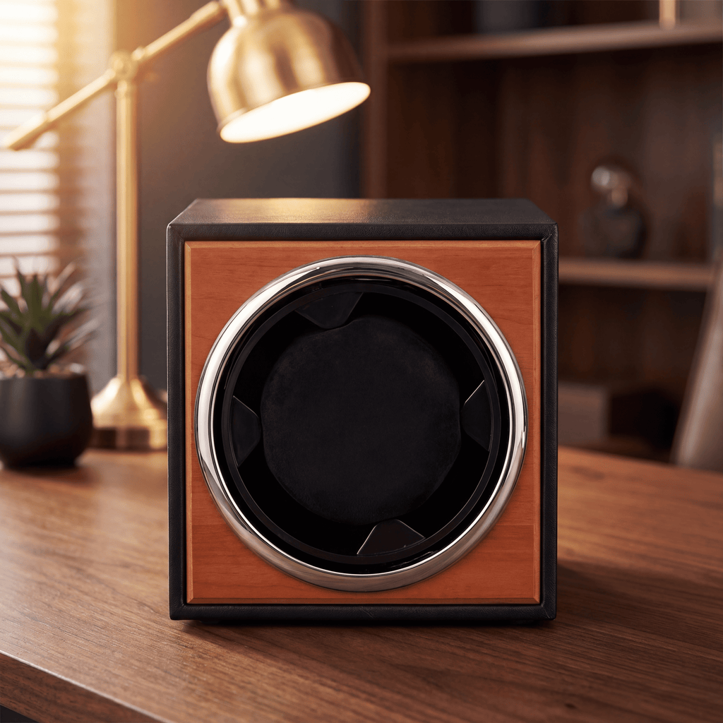 Single Watch Winder, Black and Cognac, view 2