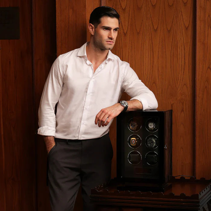 Luxury Watch Winder for 6 Watches, Macassar Wood, view 2