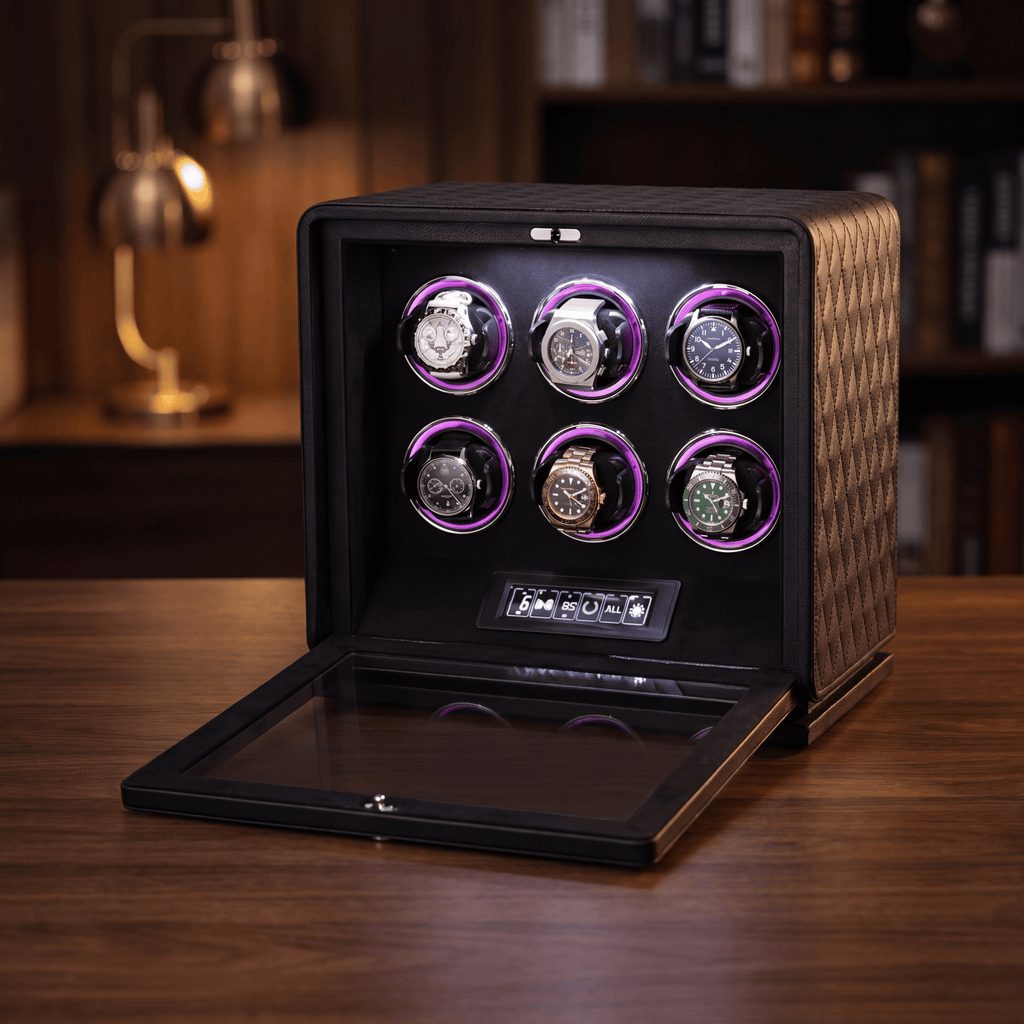 Leather Watch Winder for 6 Watches, view 9