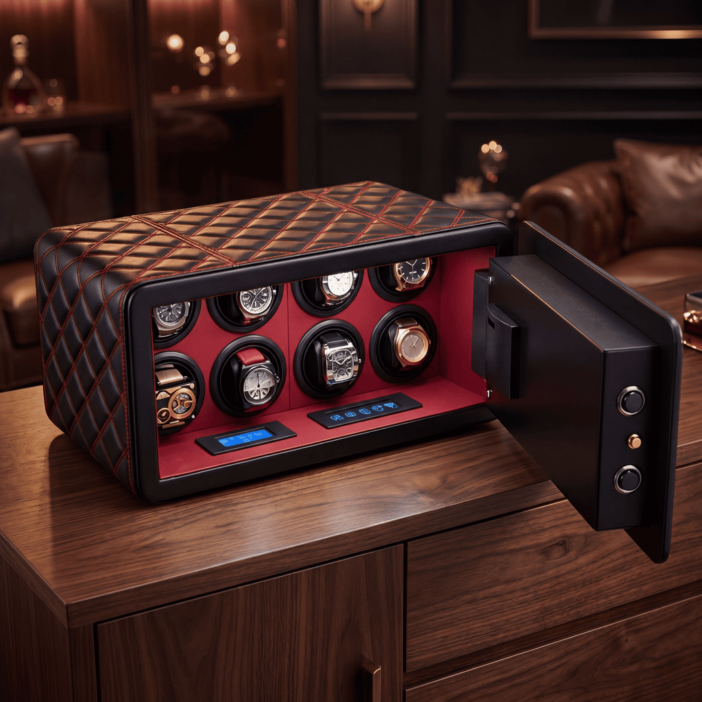 Watch Winder Safe for 8 Watches, Steel