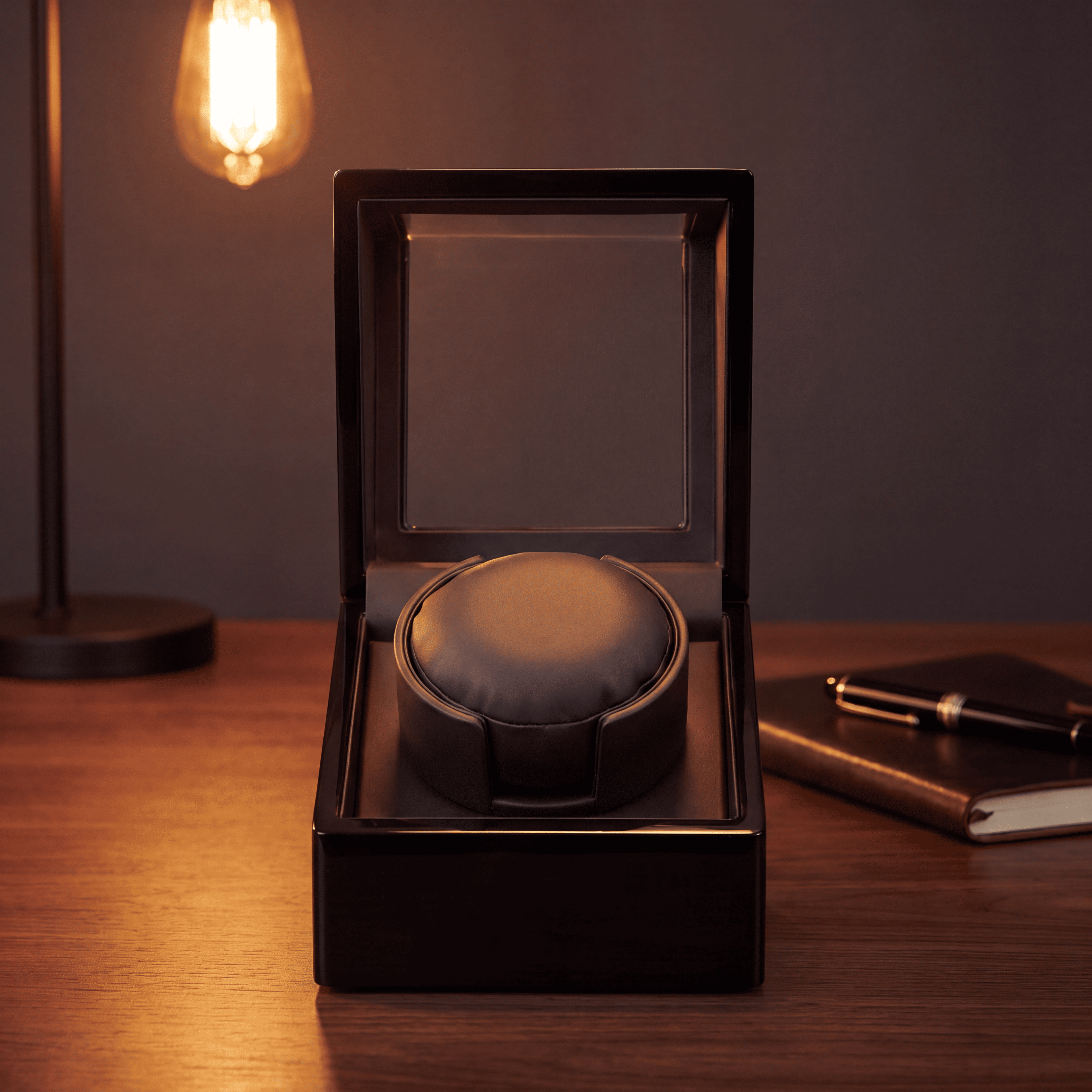 Single Watch Winder, Wood and Glass, view 3