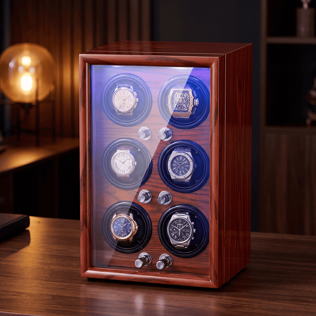 Solid Wood Watch Winder for 6 Watches