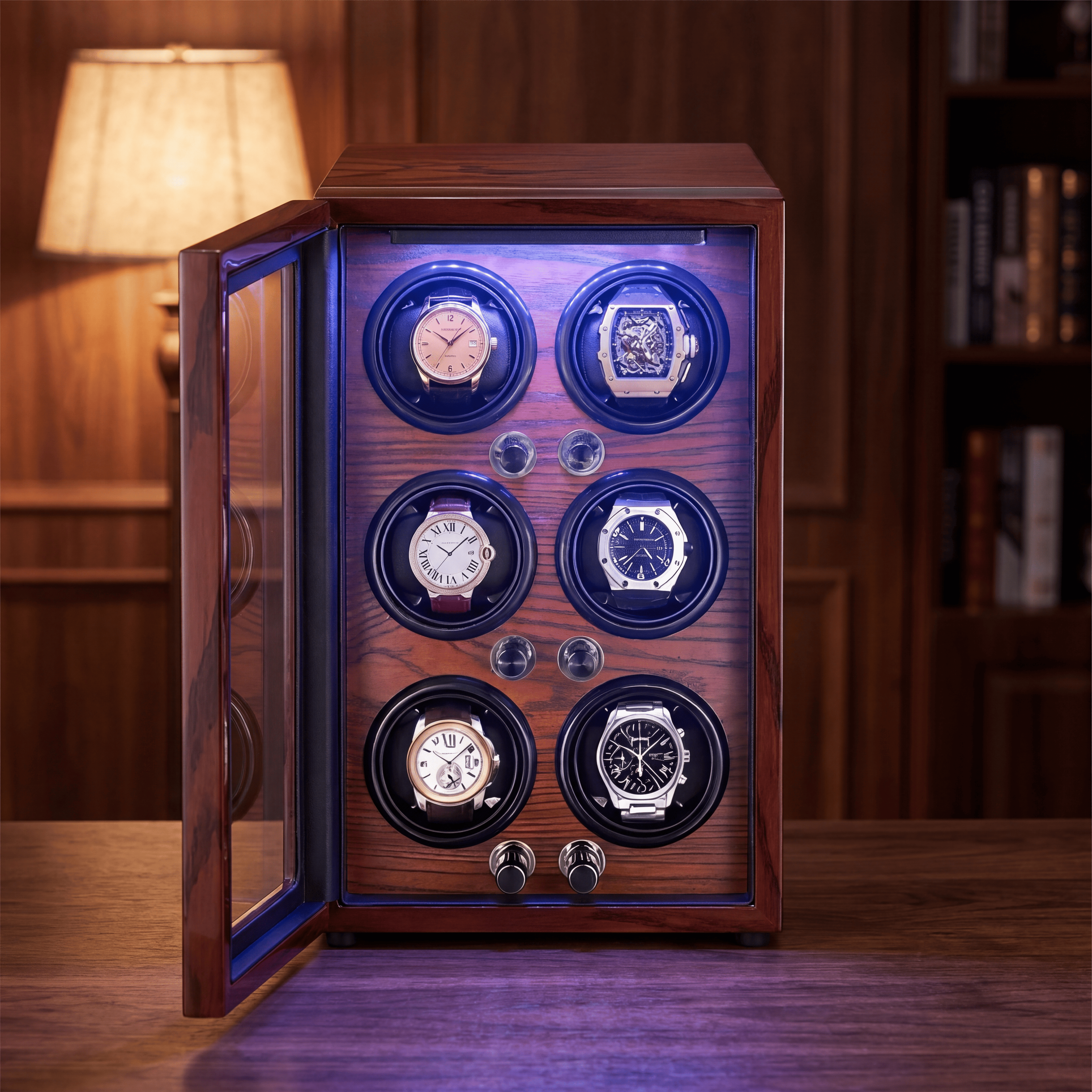 Solid Wood Watch Winder for 6 Watches, view 3