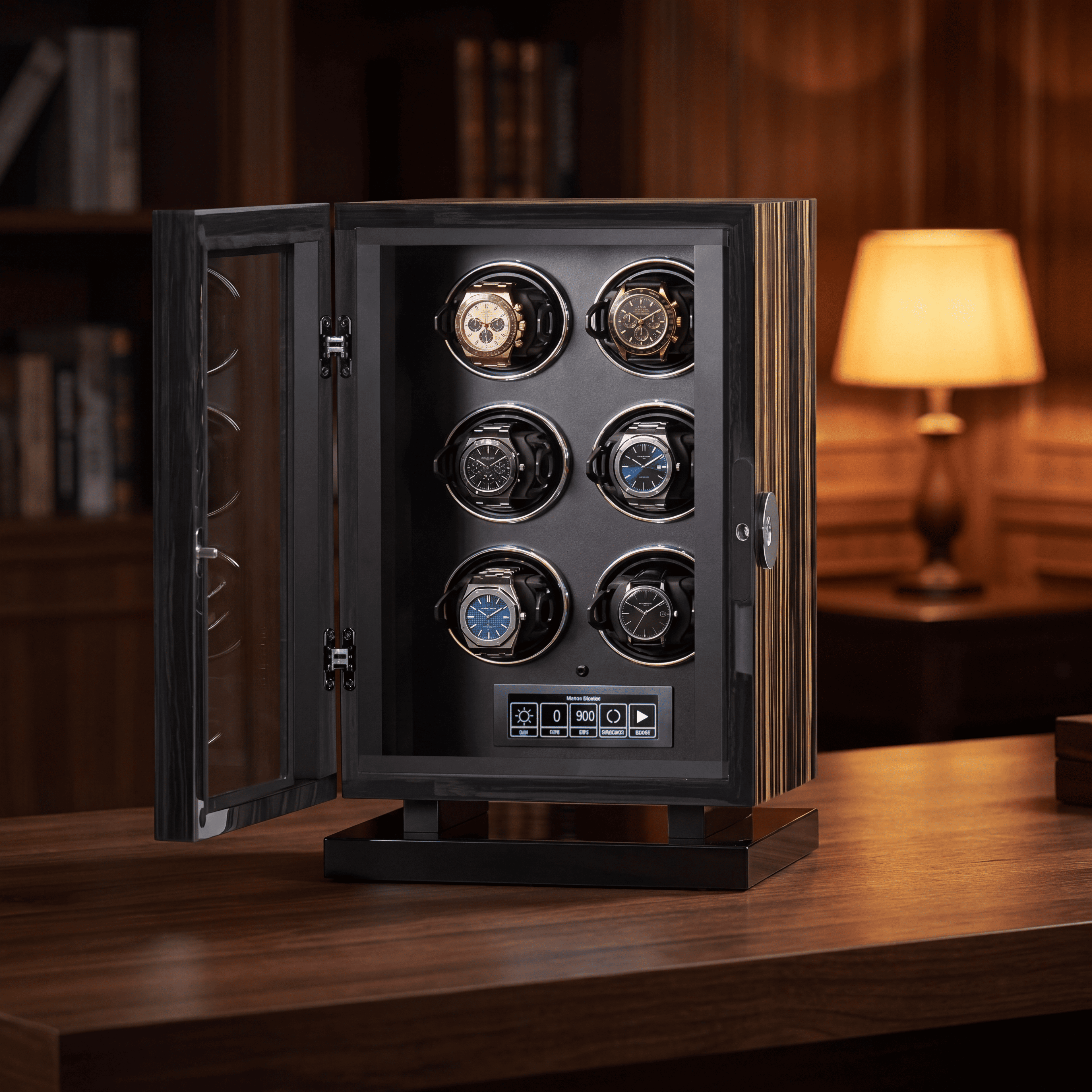 Luxury Watch Winder for 6 Watches, Macassar Wood
