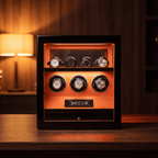 Leather Triple Watch Winder with Fingerprint Lock, view 12