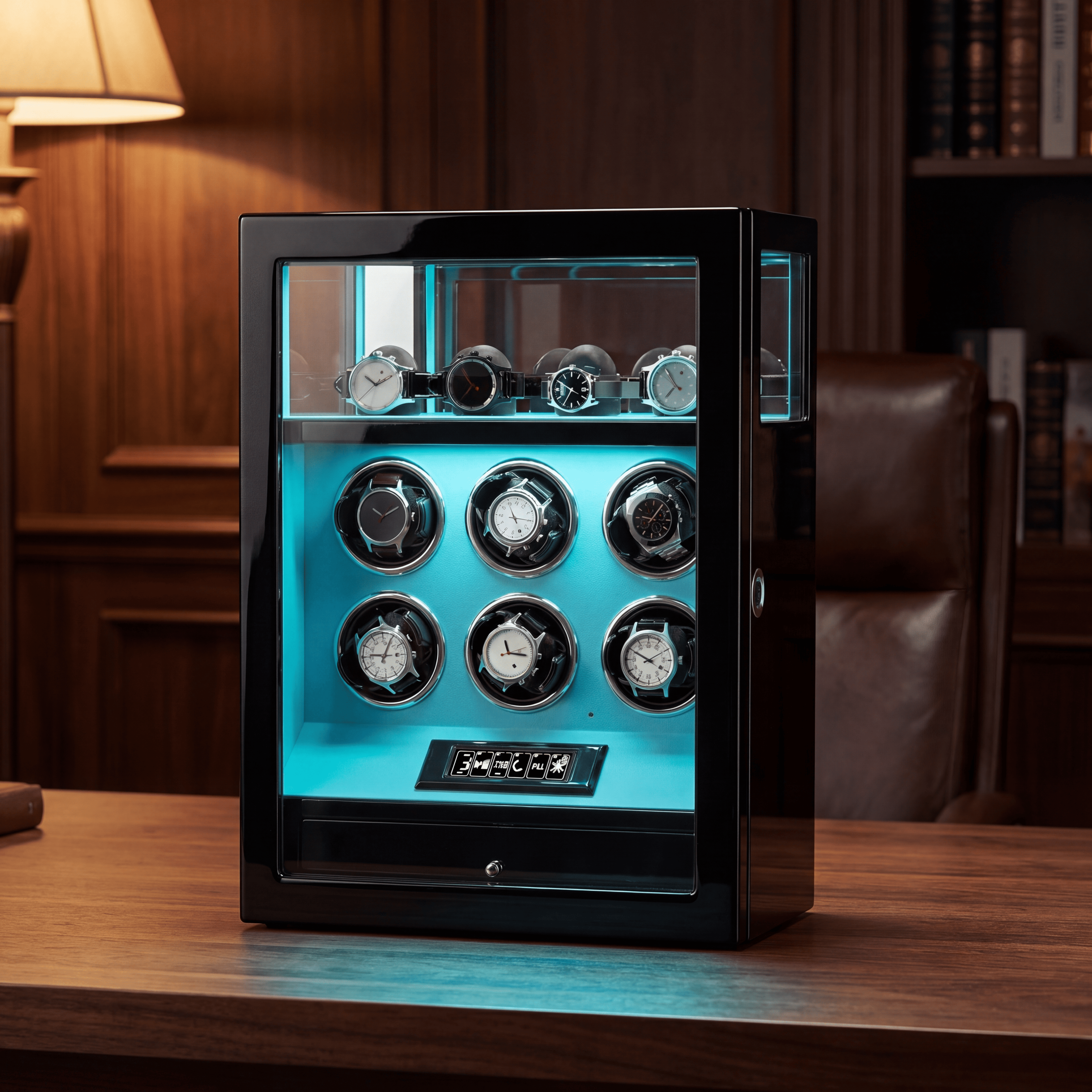 6 Watch Winder Cabinet with Fingerprint Lock
