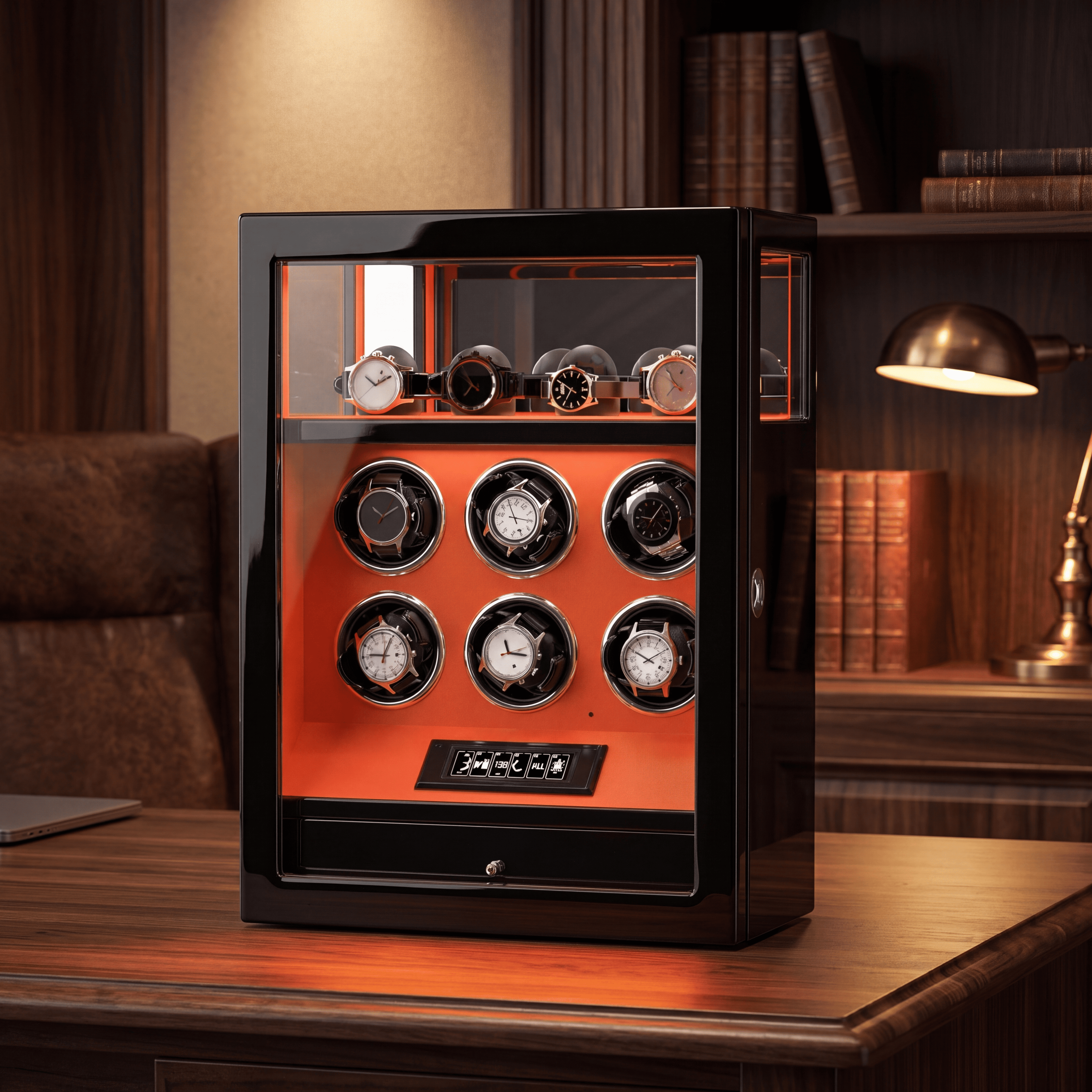 6 Watch Winder Cabinet with Fingerprint Lock, view 11